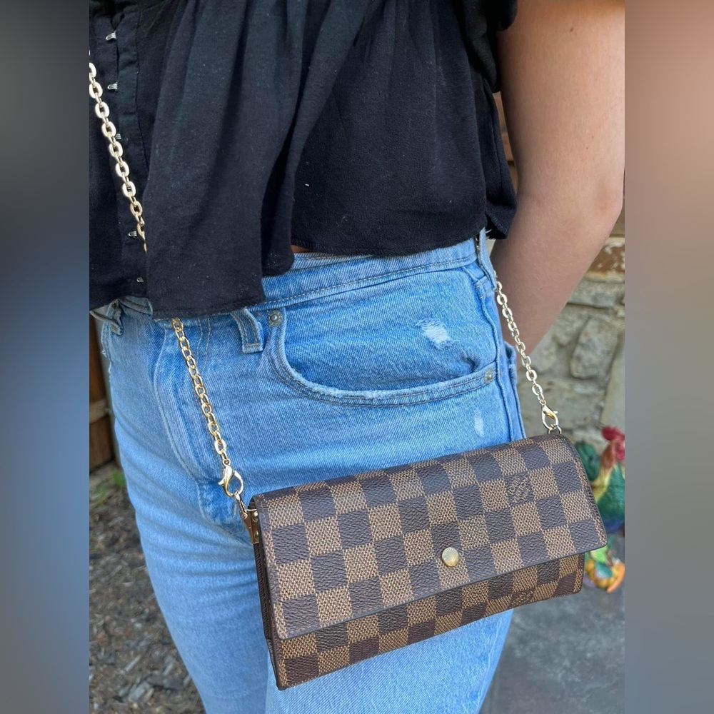 Louis Vuitton International Sarah Wallet with added gold hooks and chain